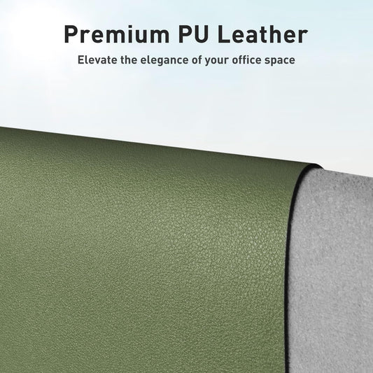 Leather Desk Pad Protector, Mouse Pad, Office Desk Mat, Non-Slip PU Leather Desk Blotter, Laptop Desk Pad, Waterproof Desk Writing Pad for Office and Home (31.5" X 15.7",Olive Green)