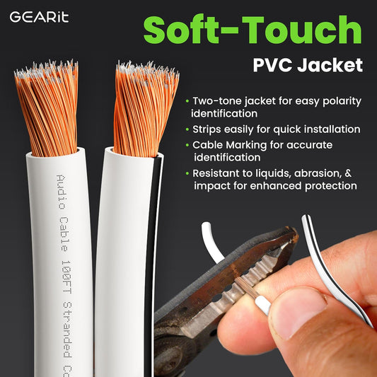 12AWG Speaker Wire, Pro Series 12 AWG Gauge Speaker Wire Cable (50 Feet / 15.24 Meters) Great Use for Home Theater Speakers and Car Speakers White