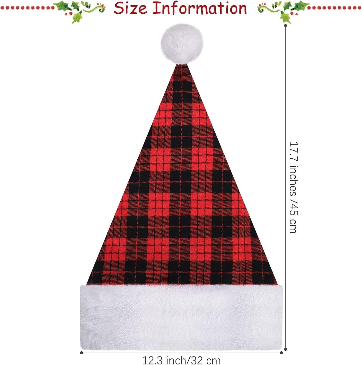 4 Pack Christmas Plaid Hats Snowflake Santa Hat Bulk Funny Christmas Hats for Adults Christmas Party Favors Hats