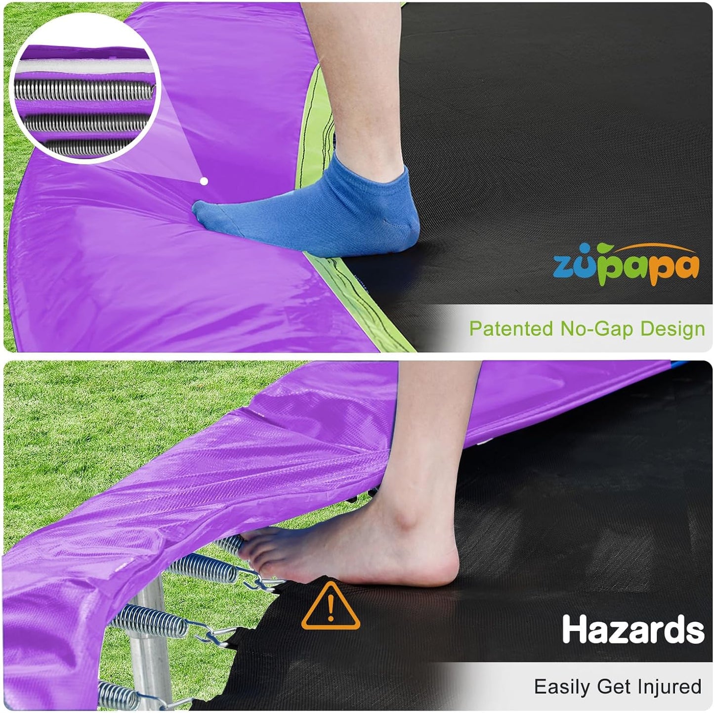 1500LBS Weight Capacity No-Gap Design 16 15 14 12FT Trampoline for Kids with Safety Enclosure Net Outdoor Backyards Trampolines with Non-Slip Ladder for Children Adults Family