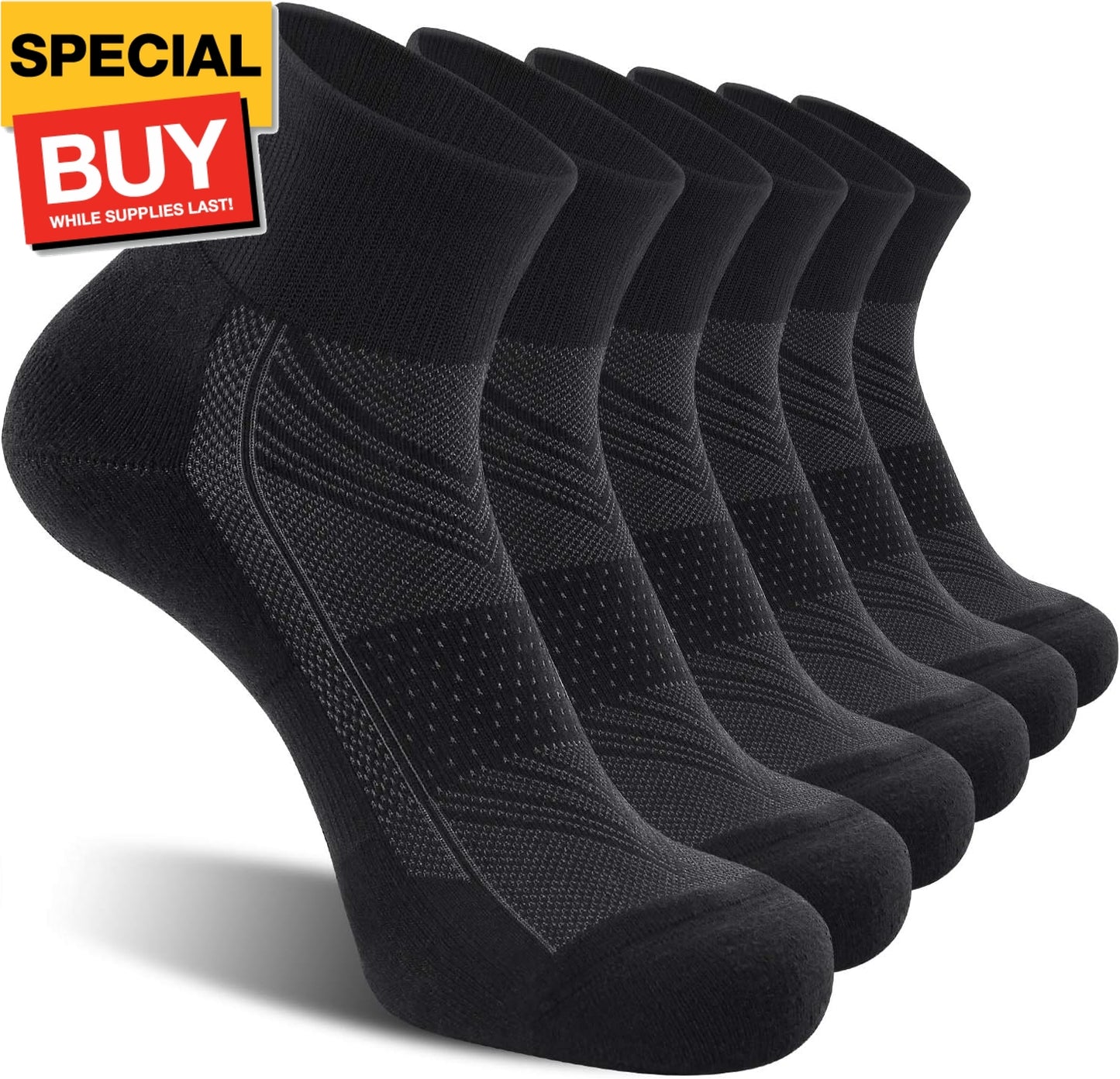 Celersport 6 Pack Men'S Ankle Socks with Cushion, Sport Athletic Running Socks