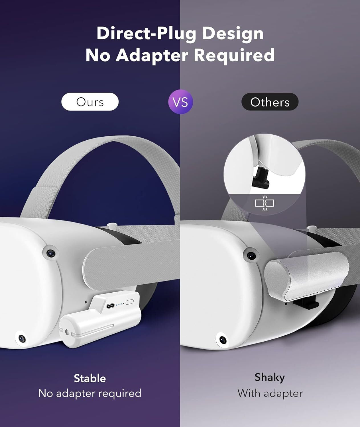 5000Mah Battery Pack Power Bank Compatible with Oculus/Meta Quest 2