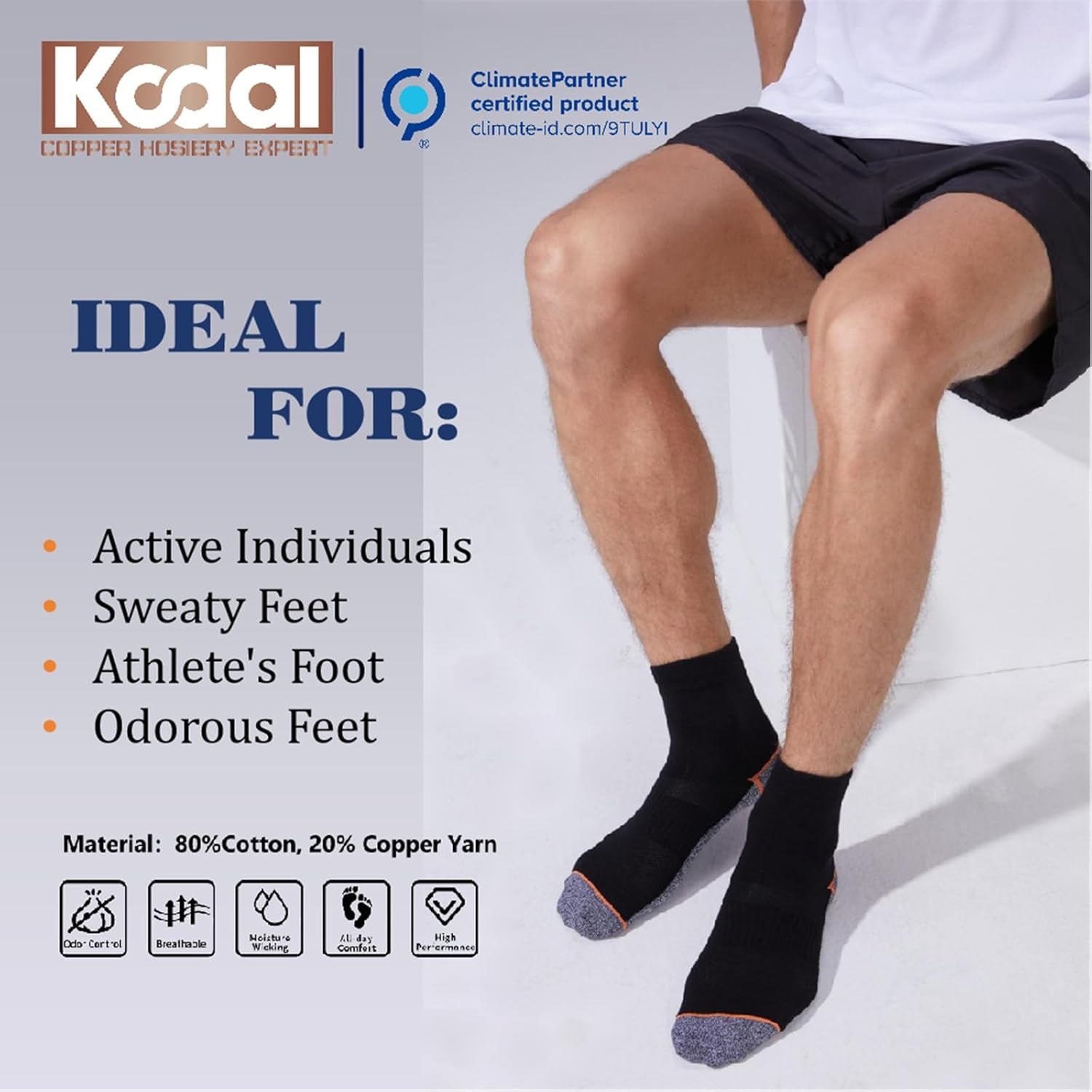 Copper Infused Quarter Socks Improve Foot Health Odor Control with Moisture Wicking Durable Comfortable Fit