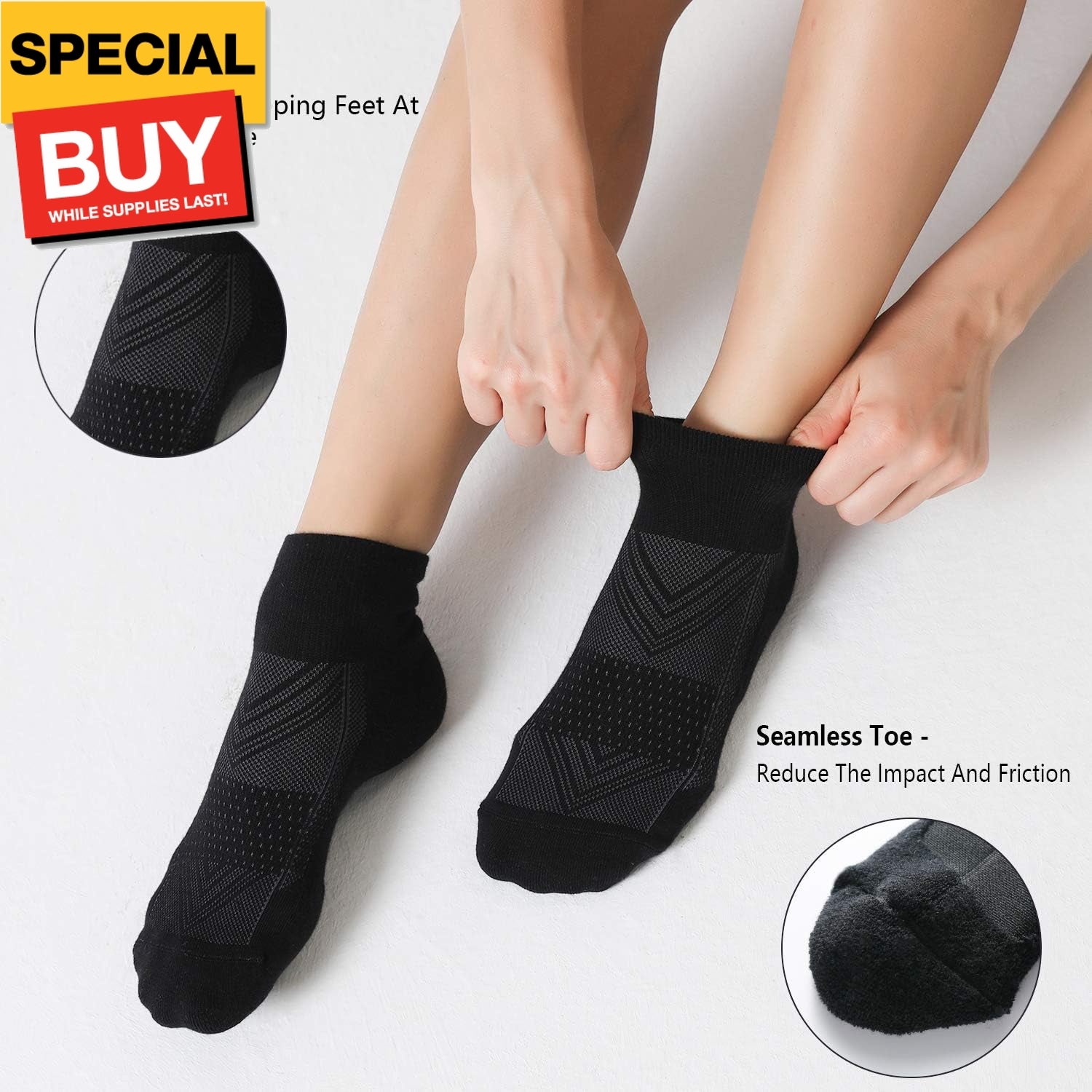 Celersport 6 Pack Men'S Ankle Socks with Cushion, Sport Athletic Running Socks