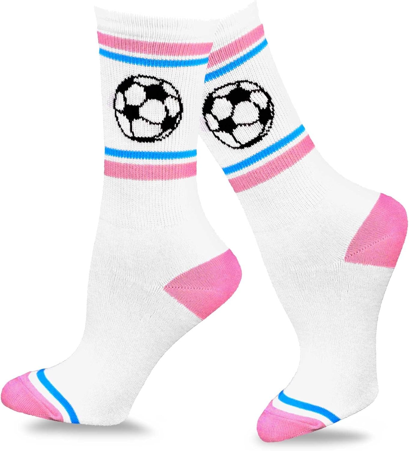 Teehee Sports Design Theme Fashion Socks 3-Pair Pack (9-11, Soccer 2 Pink)