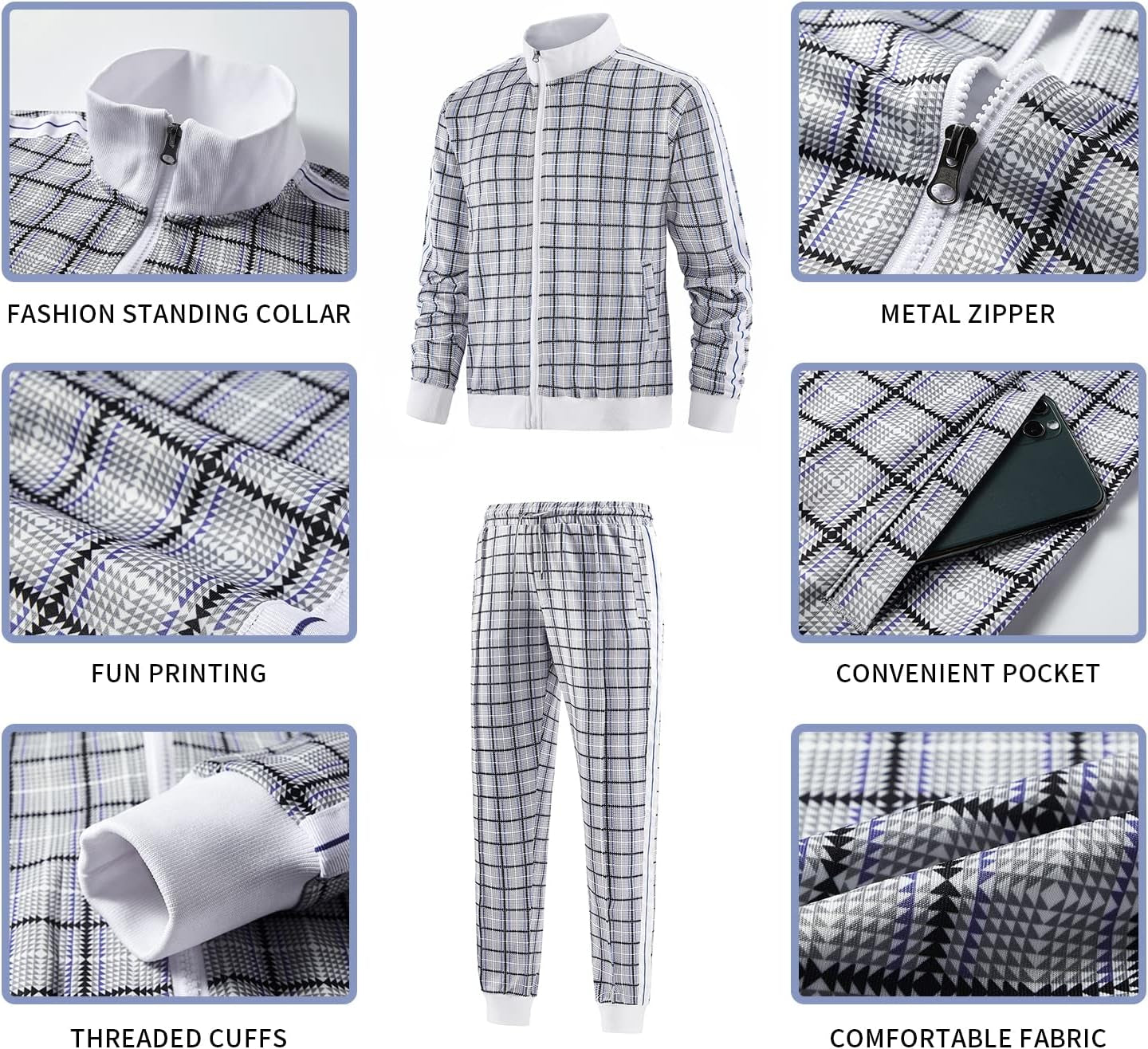 Men'S Casual Tracksuits Long Sleeve Jogging Suits Sweatsuit Sets Track Jackets and Pants 2 Piece Outfit