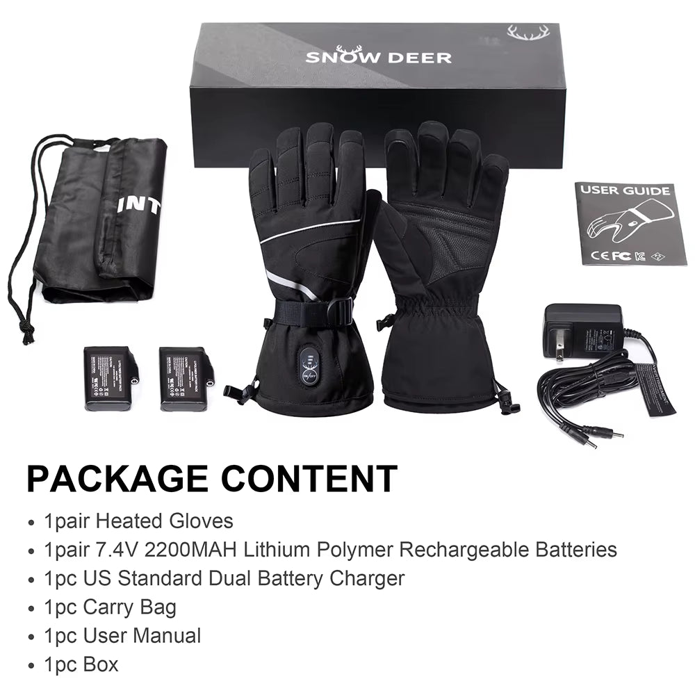 Brand Heated Gloves Motorcycle Winter Heated Gloves Warm Waterproof Rechargeable Heating Thermal Gloves for Snowmobile