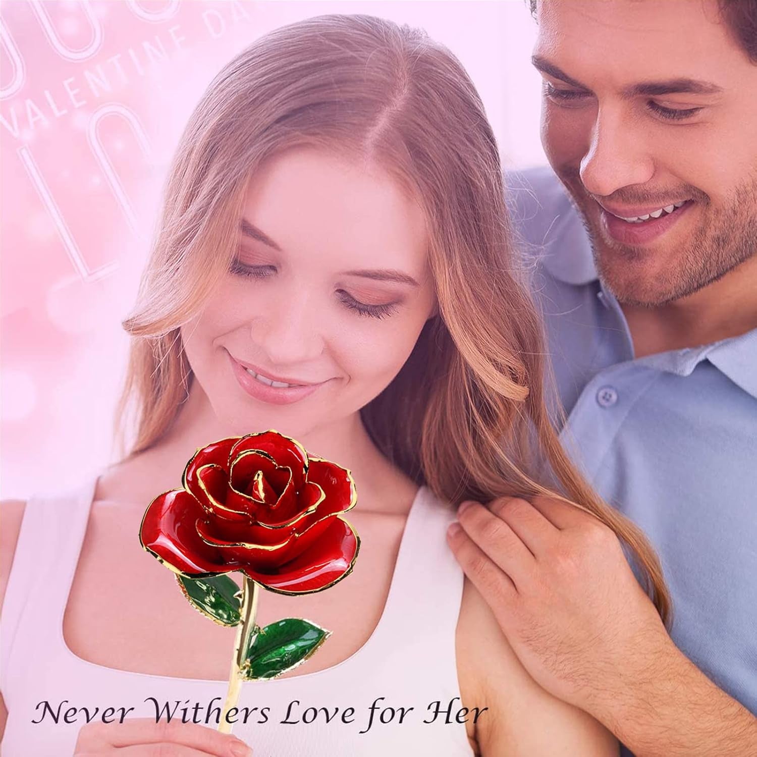 Gold Dipped Infinity Rose - Eternal Resin-Preserved Rose | Forever Flower Decor for Birthdays, Mother’S Day, Anniversaries | Unique Gift for Women, Mom, Wife (Red)