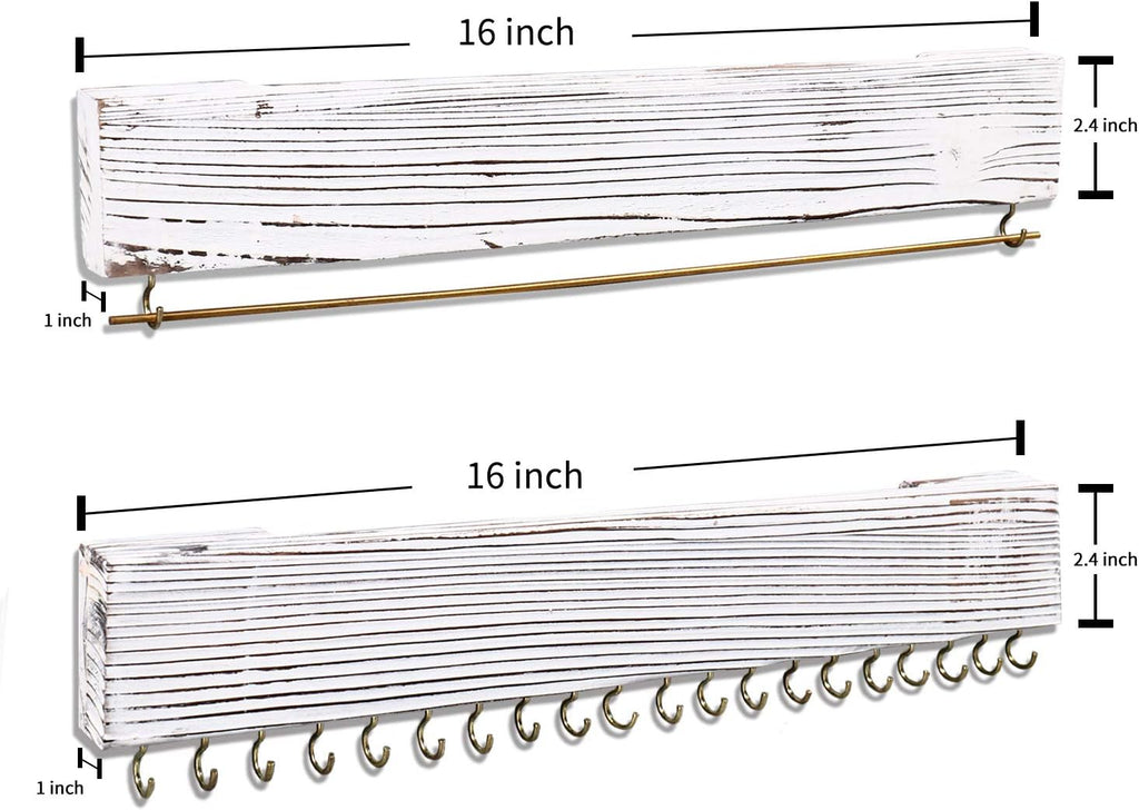 Jewelry Organizer Hanging, Wall Jewelry Organizer for Hanging Rings Necklace Organizer Earring Holder Organizer,Jewelry Display with Removable Bracelet Rod and 24 Hooks as Women Gift