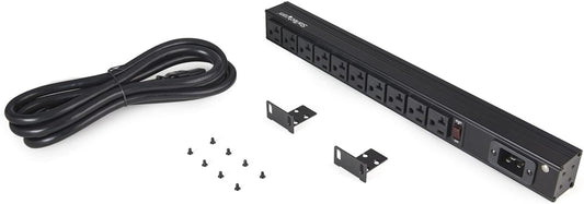 .Com 10 Outlet Rack Mount Power Strip 125V/16 Amp - 1U Horizontal 19" Rackmount PDU - NEMA 5-20P Input - 10X NEMA 5-15/20R Outlets - Rack Mount PDU - UL Listed - 8Ft Power Cord (RKPW101920)