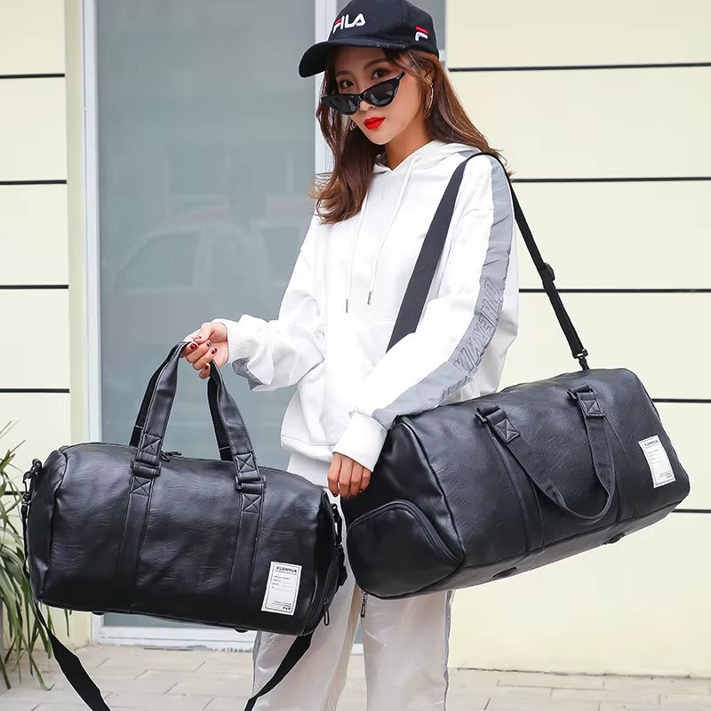 Leather Gym Bags Fitness Training Sports Bag for Men Women Sac De Sport Gymtas Travel Luggage Traveling Outdoor Yoga Bag XA627A