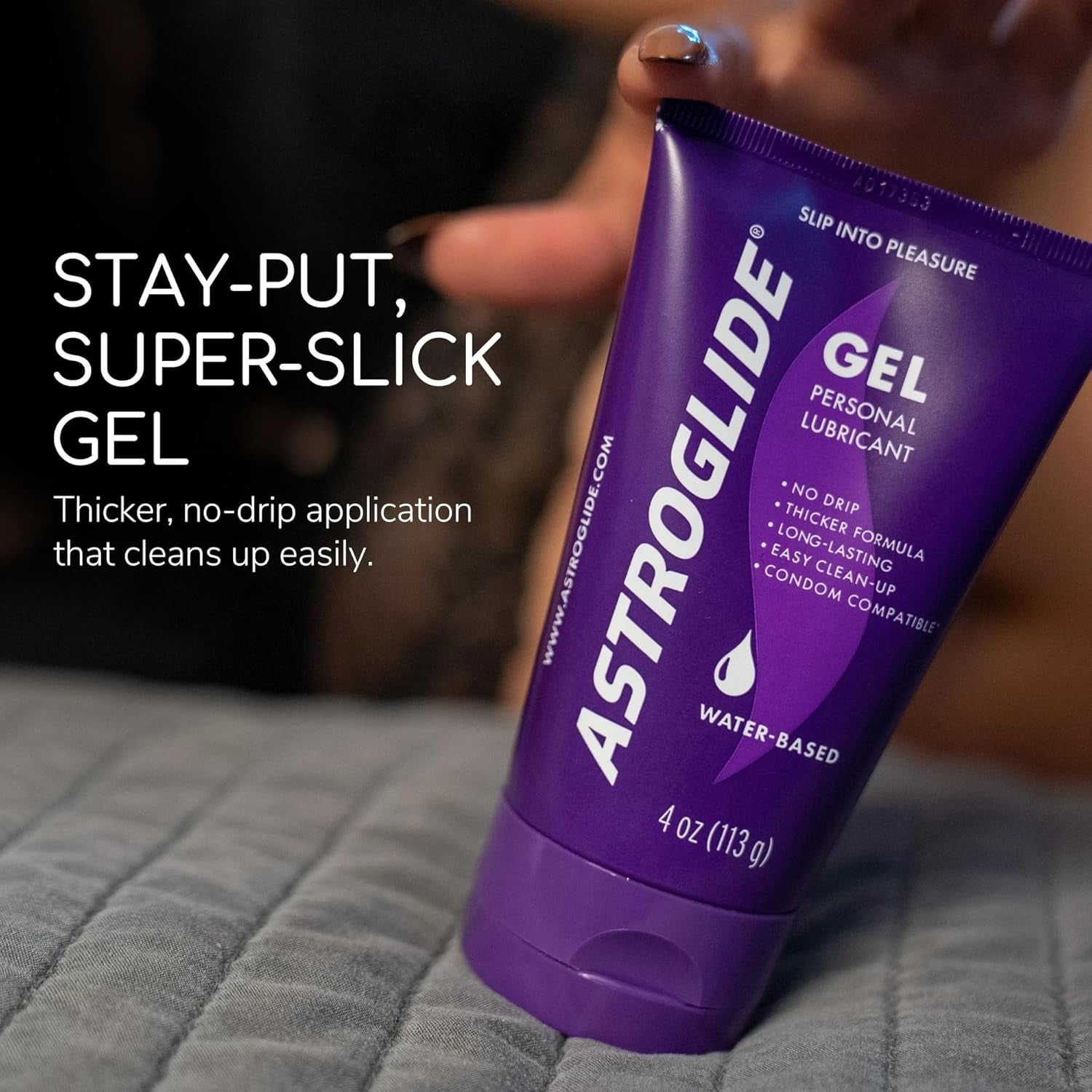 Astroglide Water Based Lube (4Oz), Gel Personal Lubricant, Stays Put with No Dri