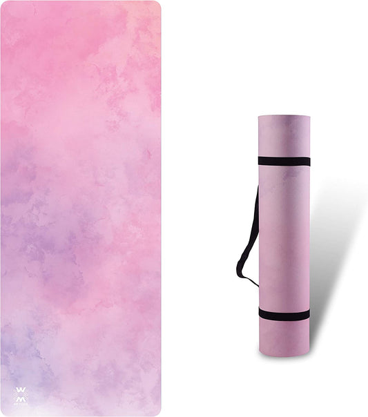 Printed Yoga Mat Non Slip Eco Friendly 72 X 27 Inch,Thick 1/4Inch Fitness Exercise Mat for Pilates,Gym Home or Workout Mat with Carrying Strap 6Mm