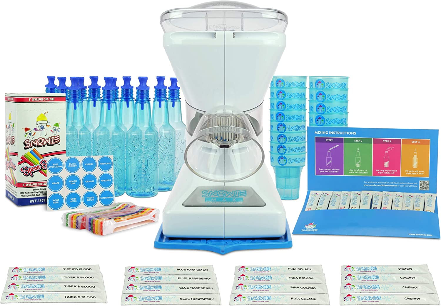 - Little  Max Snow Cone Machine - Premium Shaved Ice Maker, with Powder Sticks Syrup Mix, Entrepreneur Kit, Light Blue