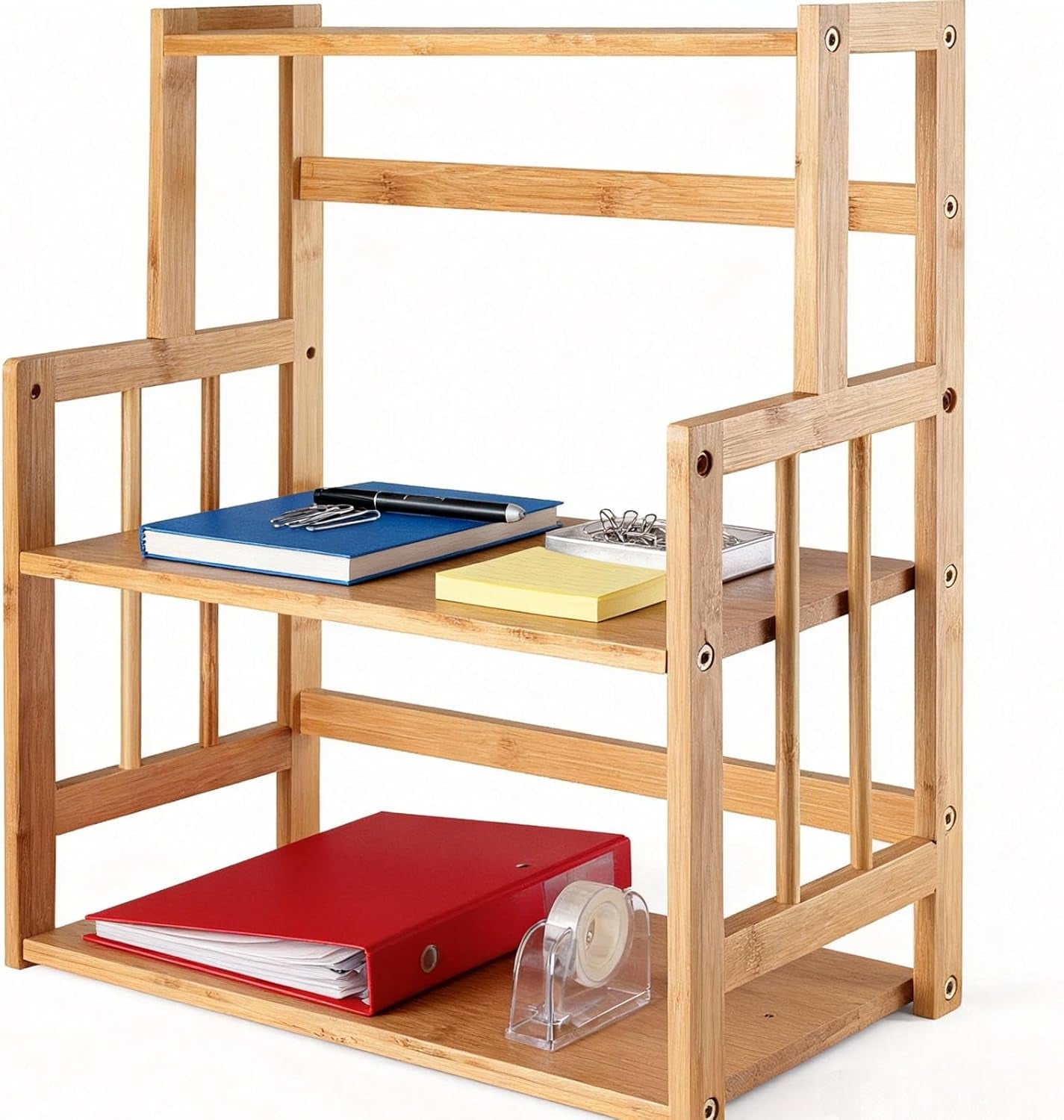 Bamboo Spice Rack 3-Tier Kitchen Countertop Organizer, Adjustable Shelf Pantry Storage Stand for Herbs, Jars, and Bottles