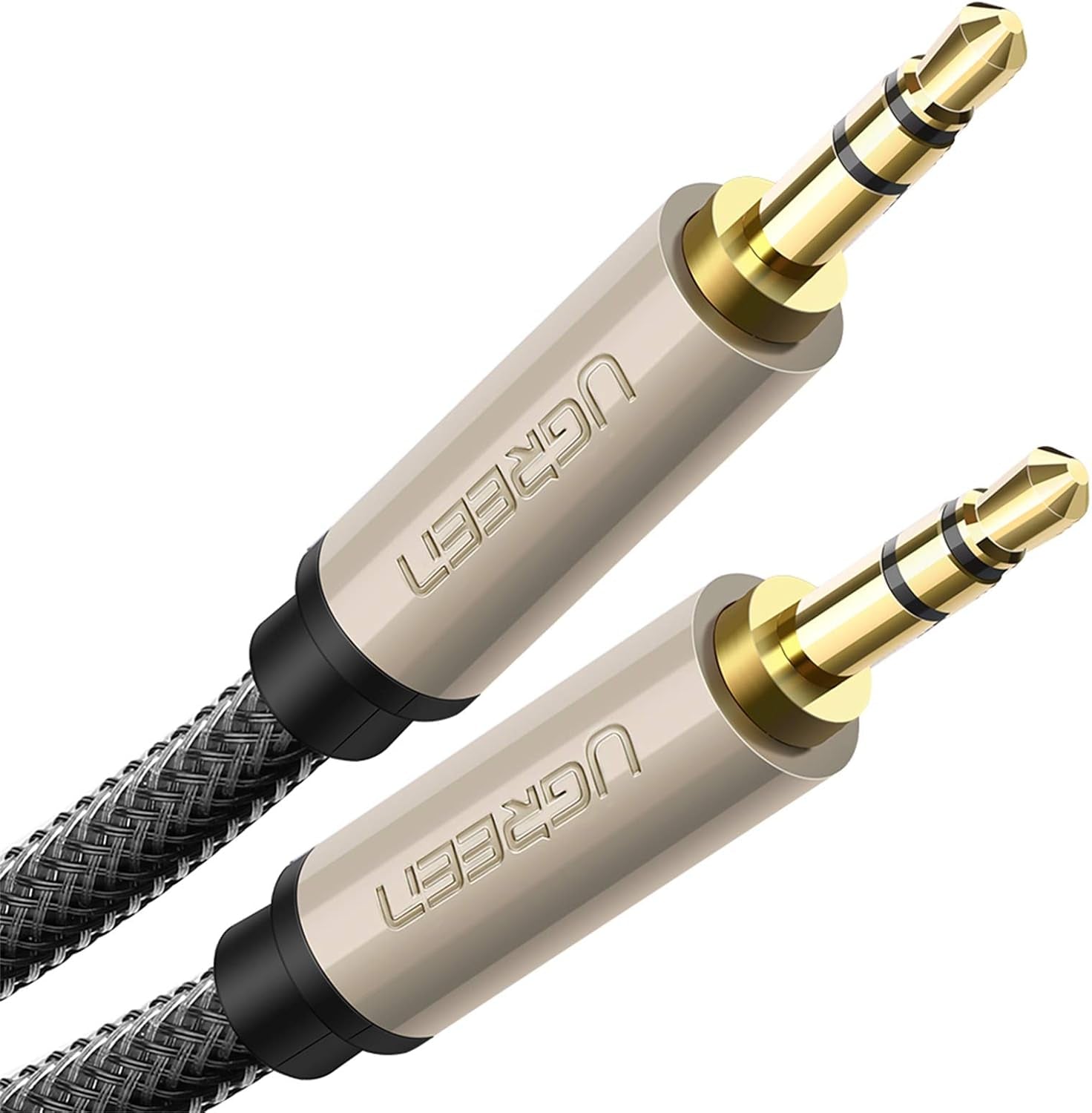 3.5Mm Male to Male Auxiliary Aux Stereo Professional Hifi Cable with Silver-Plating Copper Core, Gold Plated, Nylon Braid, Tangle-Free for for Audiophile/Musical Lovers Silver, 1M 3Ft