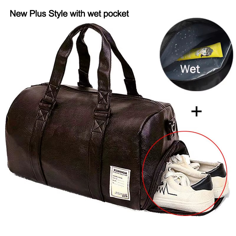 Leather Gym Bags Fitness Training Sports Bag for Men Women Sac De Sport Gymtas Travel Luggage Traveling Outdoor Yoga Bag XA627A